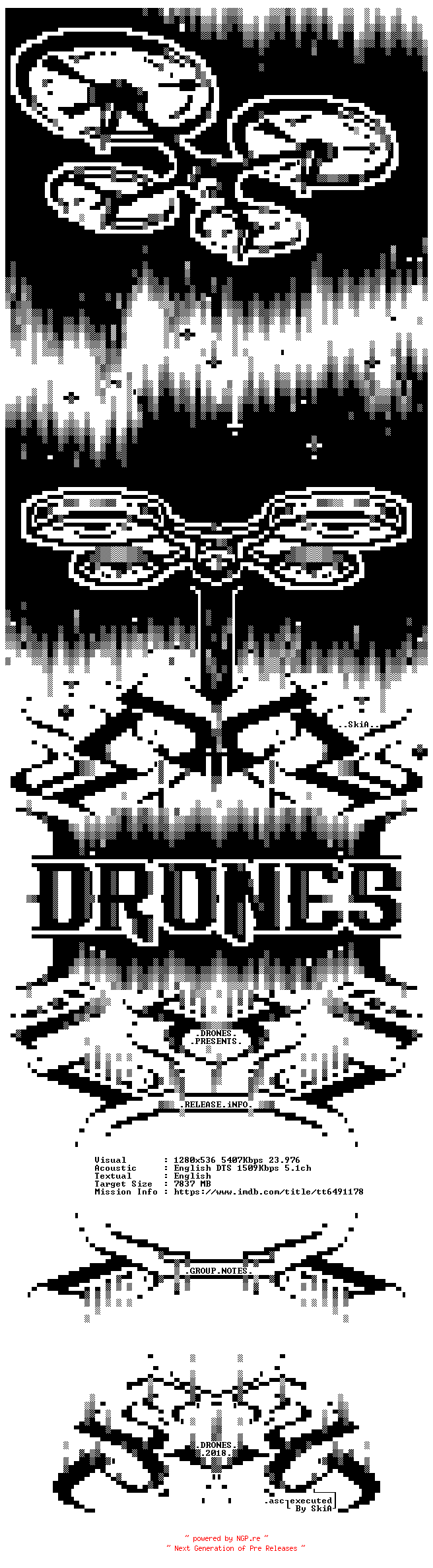 NFO for the release Dragged.Across.Concrete.2018.720p.BluRay.x264-DRONES by DRONES