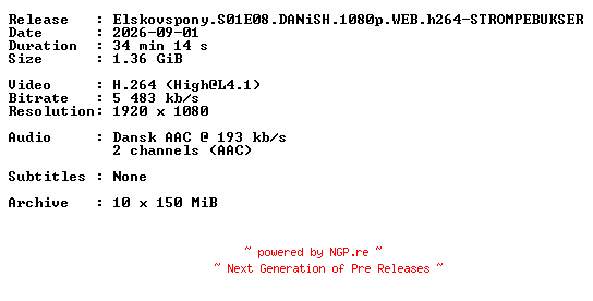 NFO for the release Elskovspony.S01E08.DANiSH.1080p.WEB.h264-STROMPEBUKSER by STROMPEBUKSER