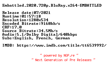 NFO for the release Embattled.2020.720p.BluRay.x264-EMBATTLED by EMBATTLED
