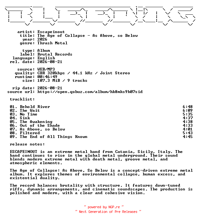 NFO for the release Escapeinout-The_Age_of_Collapse-As_Above_so_Below-WEB-2026-BLEEDiNG by BLEEDiNG