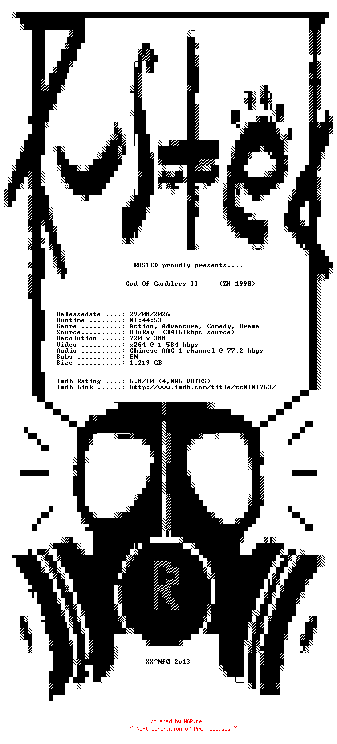 NFO for the release God.Of.Gamblers.II.1990.BDRip.x264-RUSTED by RUSTED