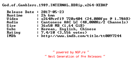 NFO for the release God.of.Gamblers.1989.INTERNAL.BDRip.x264-KEBAP by KEBAP