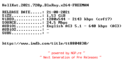 NFO for the release HellKat.2021.720p.BluRay.x264-FREEMAN by FREEMAN