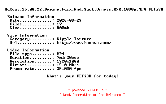 NFO for the release HuCows.26.08.22.Darina.Fuck.And.Suck.Orgasm.XXX.1080p.MP4-FETiSH by FETiSH