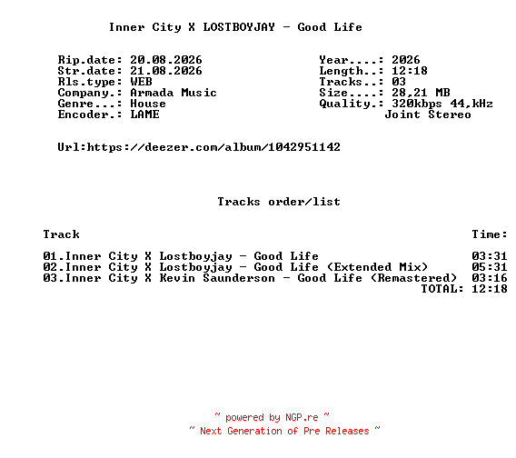 NFO for the release Inner_City_X_LOSTBOYJAY_-_Good_Life-(BTAR0058)-WEB-2026-FMC by FMC
