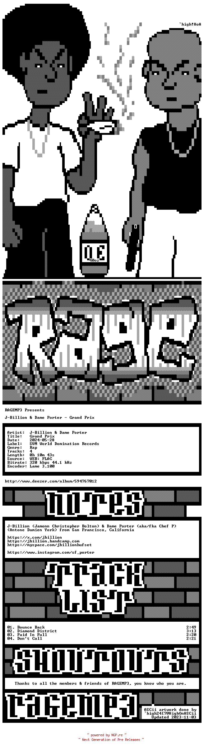 NFO for the release J-Billion_And_Dame_Porter-Grand_Prix-EP-WEB-2024-RAGEMP3 by RAGEMP3