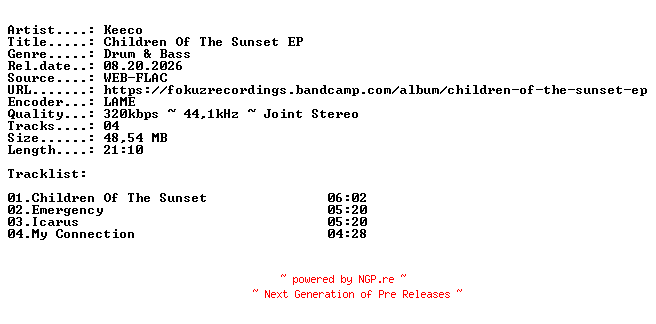 NFO for the release Keeco-Children_Of_The_Sunset_EP-(FOKUZ427)-WEB-2026-IND by IND
