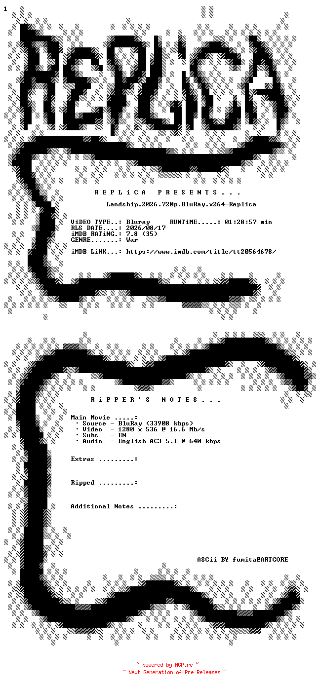 NFO for the release Landship.2026.720p.BluRay.x264-Replica by Replica