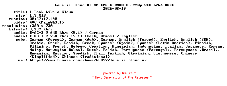 NFO for the release Love.is.Blind.UK.S03E08.GERMAN.DL.720p.WEB.h264-HAXE by HAXE