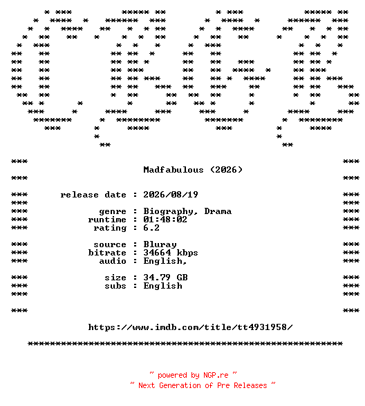 NFO for the release Madfabulous.2026.COMPLETE.BLURAY-CBGB by CBGB