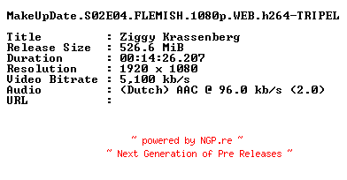 NFO for the release MakeUpDate.S02E04.FLEMISH.1080p.WEB.h264-TRIPEL by TRIPEL