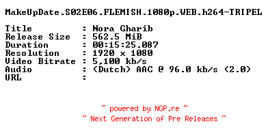 NFO for the release MakeUpDate.S02E06.FLEMISH.1080p.WEB.h264-TRIPEL by TRIPEL