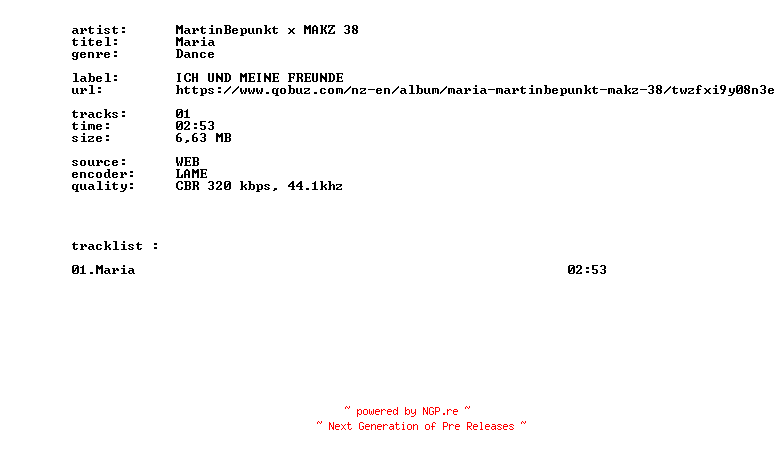 NFO for the release Martinbepunkt_X_MAKZ_38_-_Maria-SINGLE-WEB-2026-BITCOINS by BITCOINS