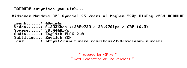 NFO for the release Midsomer.Murders.S23.Special.25.Years.of.Mayhem.720p.BluRay.x264-BORDURE by BORDURE