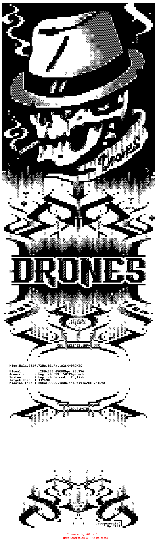 NFO for the release Miss.Bala.2019.720p.BluRay.x264-DRONES by DRONES