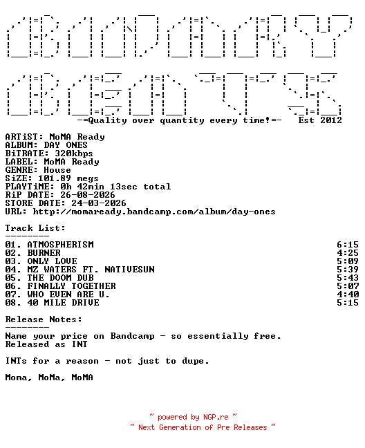 NFO for the release MoMA_Ready-DAY_ONES-WEB-2026-BB_INT by BB_INT