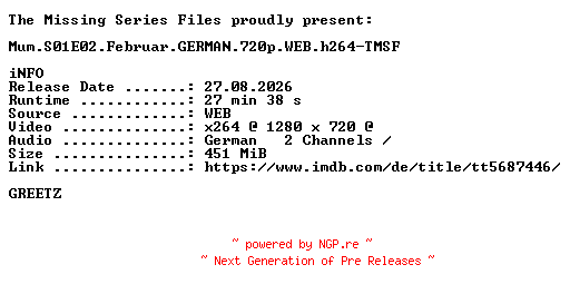 NFO for the release Mum.S01E02.Februar.GERMAN.720p.WEB.h264-TMSF by TMSF