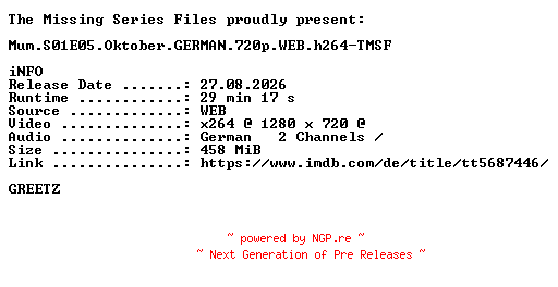 NFO for the release Mum.S01E05.Oktober.GERMAN.720p.WEB.h264-TMSF by TMSF