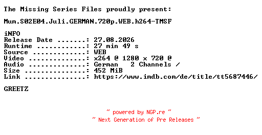 NFO for the release Mum.S02E04.Juli.GERMAN.720p.WEB.h264-TMSF by TMSF