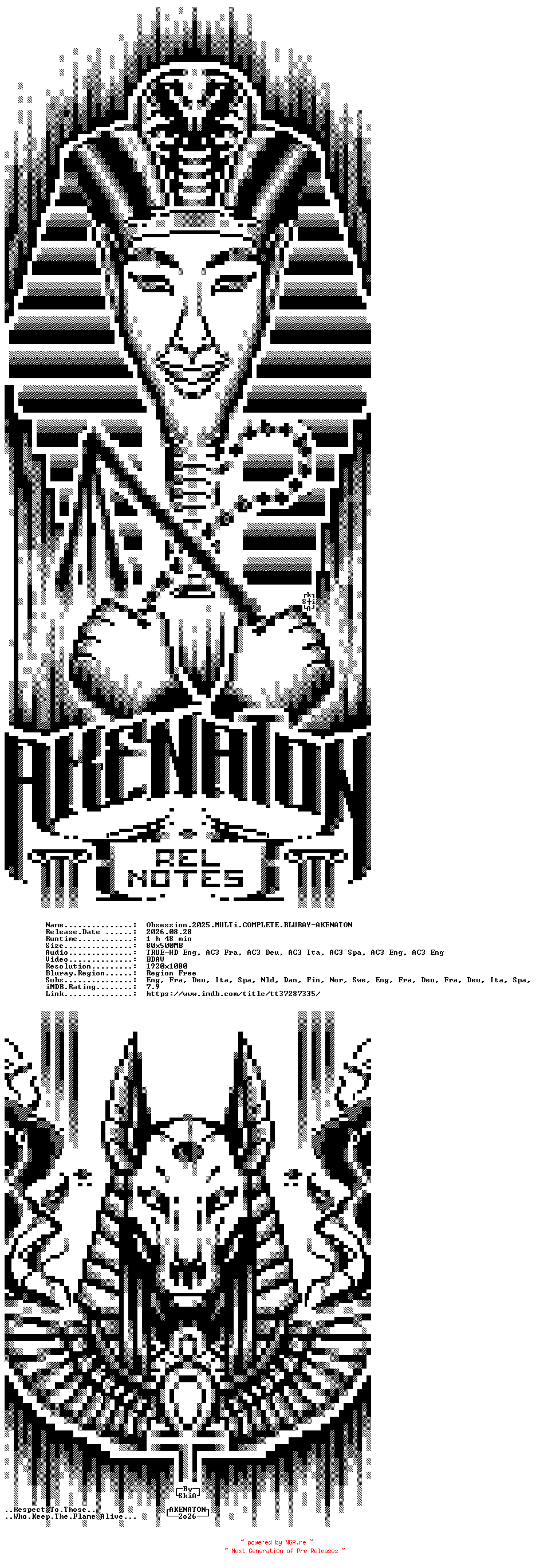 NFO for the release Obsession.2025.MULTi.COMPLETE.BLURAY-AKENATON by AKENATON