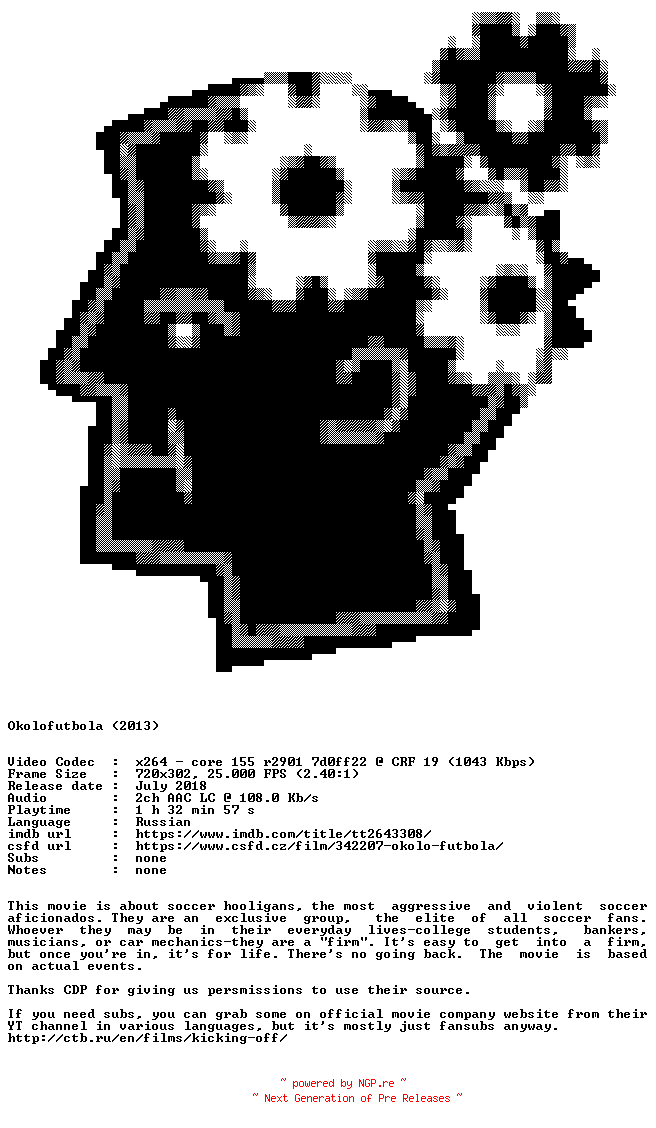 NFO for the release Okolofutbola.2013.RUSSiAN.BDRip.x264-I_KnoW by I_KnoW