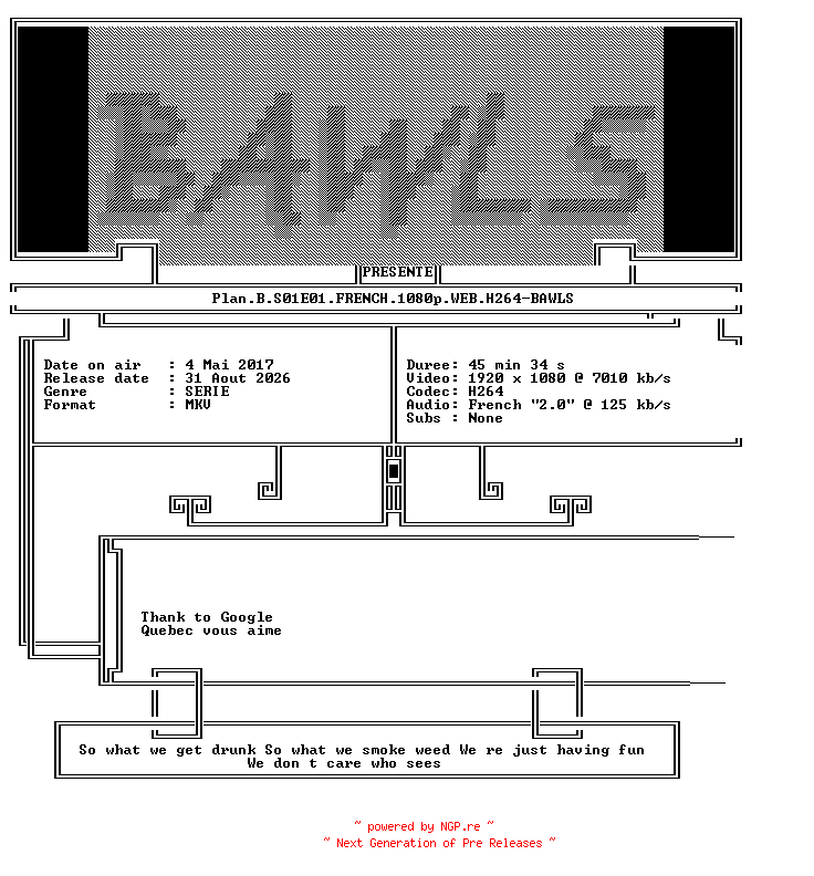 NFO for the release Plan.B.S01E01.FRENCH.1080p.WEB.H264-BAWLS by BAWLS