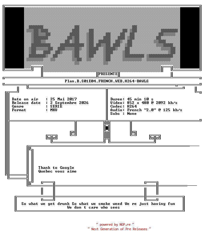 NFO for the release Plan.B.S01E04.FRENCH.WEB.H264-BAWLS by BAWLS