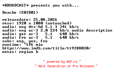 NFO for the release Reacher.S03D01.COMPLETE.BLURAY-BROADCAST by BROADCAST