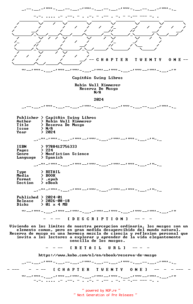NFO for the release Robin.Wall.Kimmerer.-.Reserva.De.Musgo.2024.SPANISH.RETAIL.EPUB.eBook-CTO by CTO
