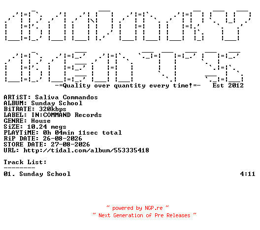 NFO for the release Saliva_Commandos-Sunday_School-(ICR132)-SINGLE-WEB-2026-BB by BB