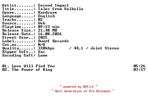 NFO for the release Second_Impact-Tales_from_Valhalla-WEB-2025-XTC_iNT by XTC_iNT