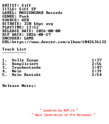 NFO for the release Siff-Siff_EP-WEB-DE-2026-SDR by SDR