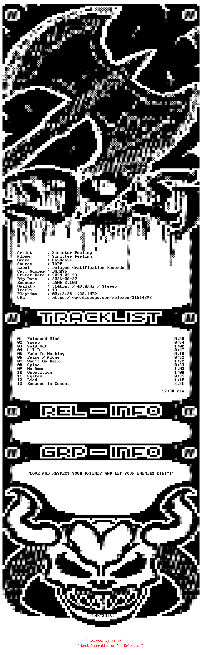 NFO for the release Sinister_Feeling-Sinister_Feeling-TAPE-2024-D2H by D2H