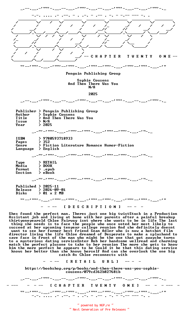 NFO for the release Sophie.Cousens.-.And.Then.There.Was.You.2025.RETAIL.EPUB.eBook-CTO by CTO