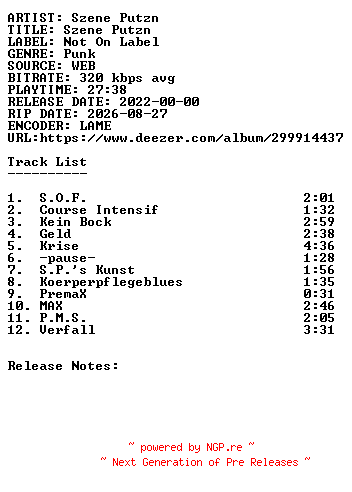 NFO for the release Szene_Putzn-Szene_Putzn-WEB-DE-2022-SDR by SDR