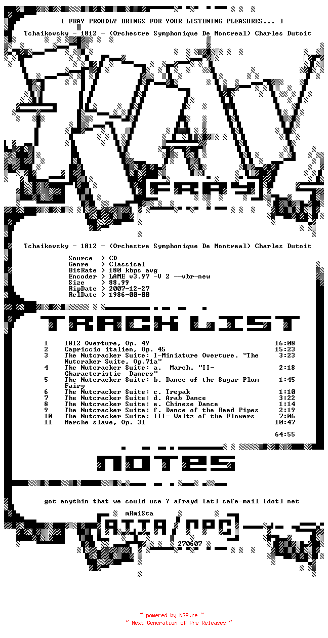 NFO for the release Tchaikovsky-1812_-_(Orchestre_Symphonique_De_Montreal)_Charles_Dutoit-1986-FRAY by FRAY