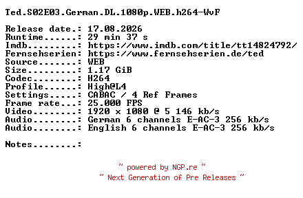 NFO for the release Ted.S02E03.German.DL.1080p.WEB.h264-WvF by WvF