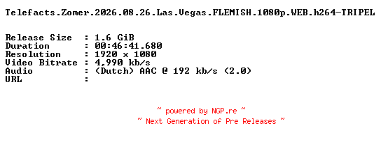 NFO for the release Telefacts.Zomer.2026.08.26.Las.Vegas.FLEMISH.1080p.WEB.h264-TRIPEL by TRIPEL