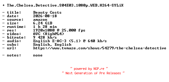 NFO for the release The.Chelsea.Detective.S04E03.1080p.WEB.H264-SYLiX by SYLiX