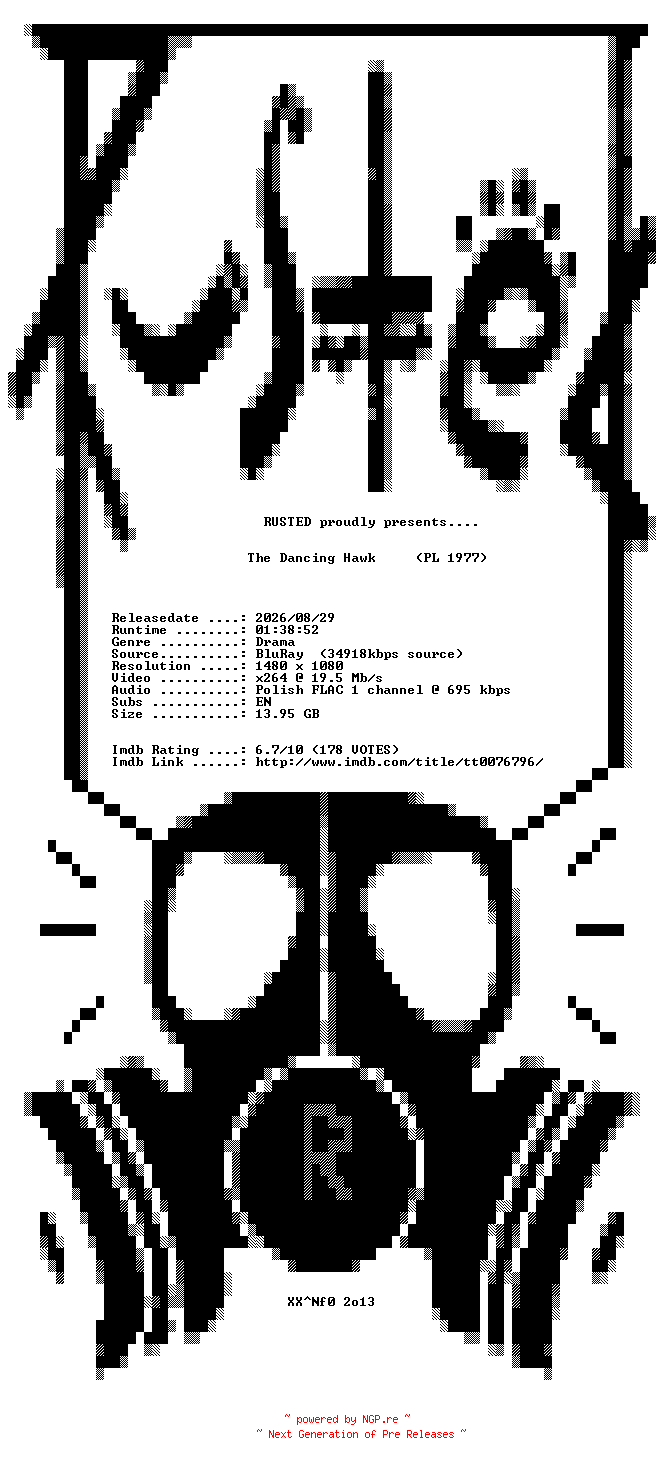 NFO for the release The.Dancing.Hawk.1977.1080p.BluRay.x264-RUSTED by RUSTED