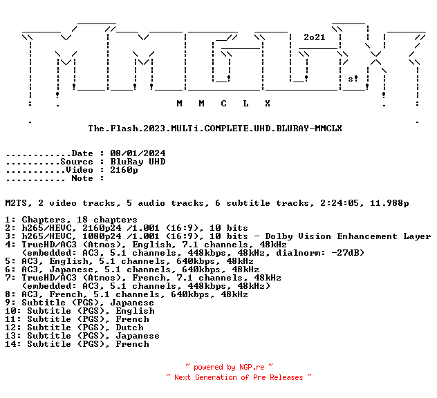 NFO for the release The.Flash.2023.MULTi.COMPLETE.UHD.BLURAY-MMCLX by MMCLX