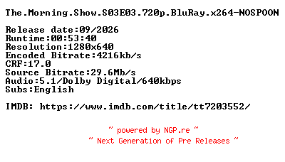 NFO for the release The.Morning.Show.S03E03.720p.BluRay.x264-NOSPOON by NOSPOON