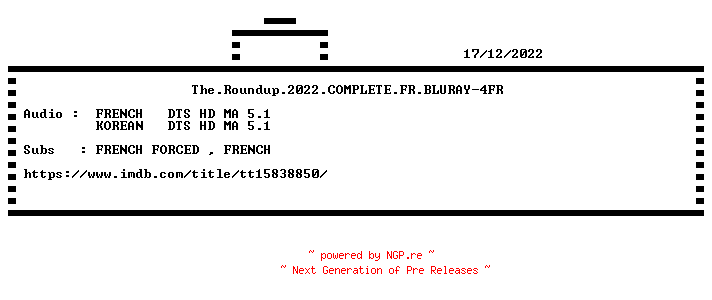 NFO for the release The.Roundup.2022.COMPLETE.FR.BLURAY-4FR by 4FR