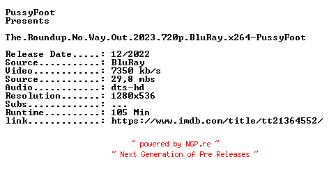 NFO for the release The.Roundup.No.Way.Out.2023.720p.BluRay.x264-PussyFoot by PussyFoot