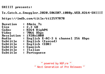 NFO for the release To.Catch.a.Smuggler.2020.S06E07.1080p.WEB.H264-SHIIIT by SHIIIT