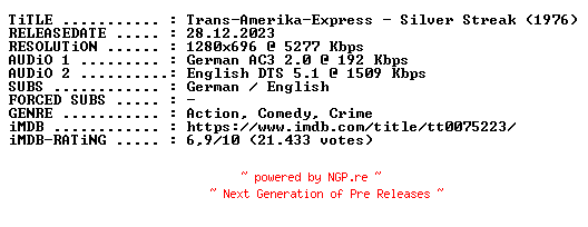 NFO for the release Trans.Amerika.Express.1976.German.DL.720p.BluRay.x264-iND by iND