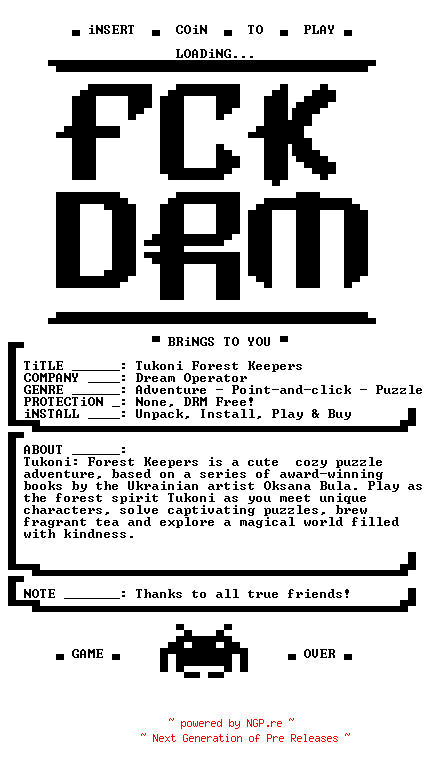 NFO for the release Tukoni.Forest.Keepers-FCKDRM by FCKDRM