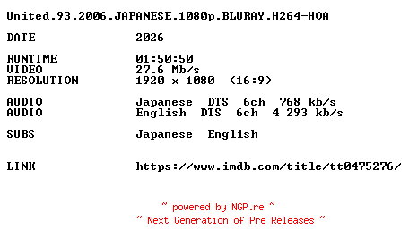 NFO for the release United.93.2006.JAPANESE.1080p.BLURAY.H264-HOA by HOA