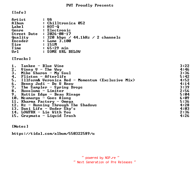 NFO for the release VA-Chilltronica_052-WEB-2026-PWT by PWT