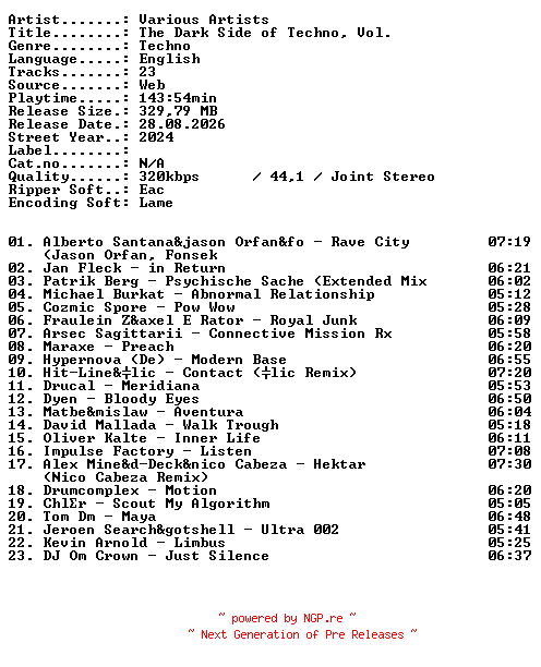 NFO for the release VA-The_Dark_Side_of_Techno_Vol-34-WEB-2024-XTC_iNT by XTC_iNT
